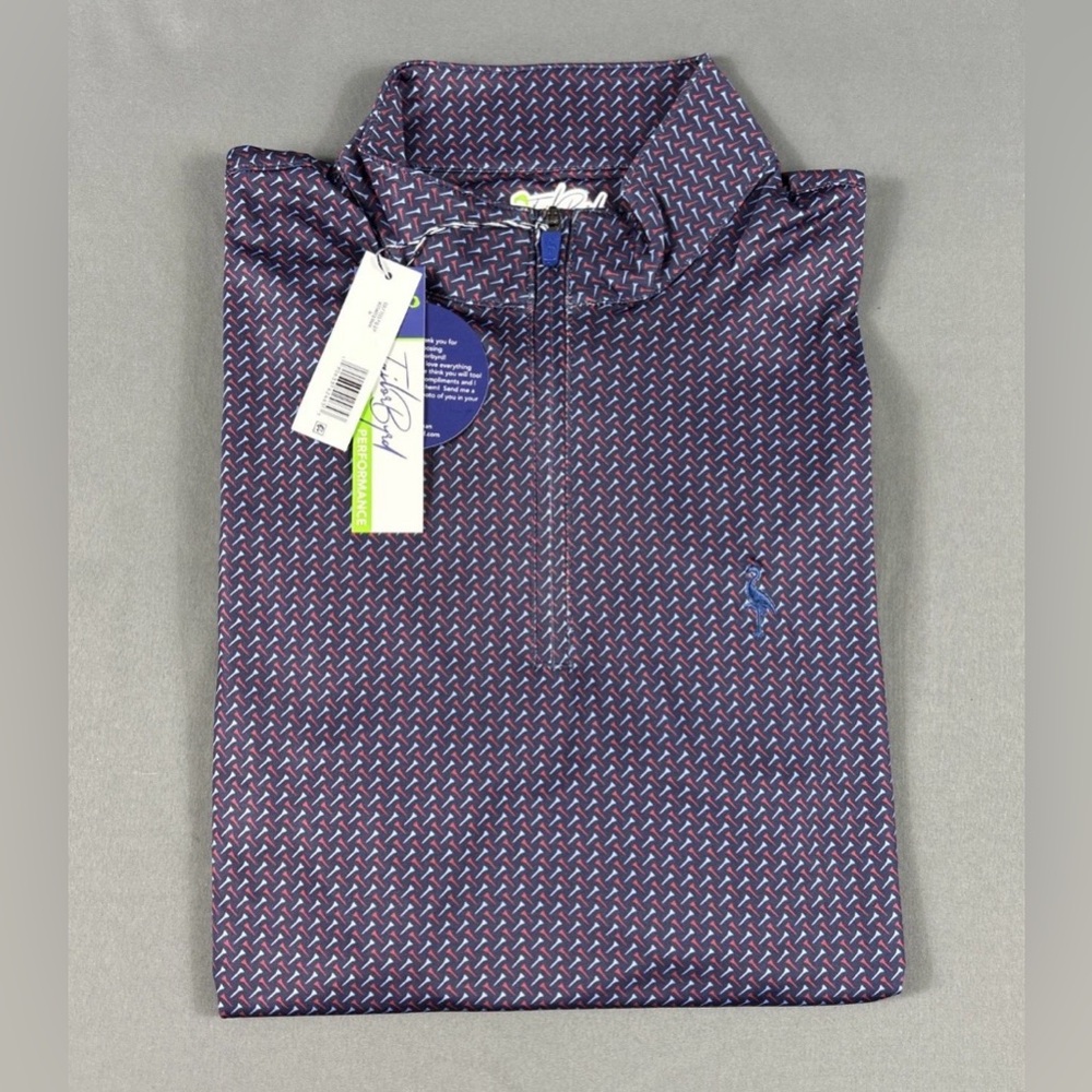 Tailorbyrd Golf Pullover Tees Print 1/4 Zip Medium Blue Polyester Spandex